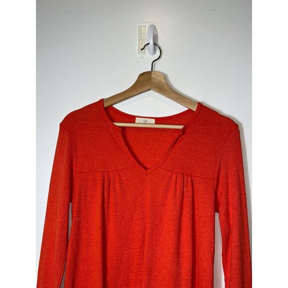 T.La Anthropologie Ribbed Tangerine V-Neck Tunic Top Size S Small Womens - Picture 2 of 9